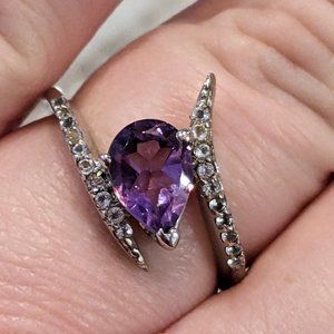 Size 9 1.45ct Amethyst and White Topaz Sterling Silver Ring